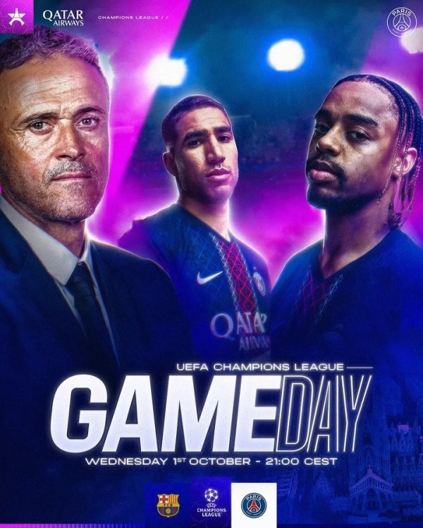 火星撞地球！巴黎官推晒海报：巴塞罗那的欧冠之夜！