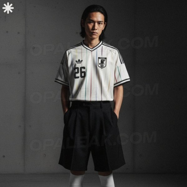 阿迪达斯出品！日本国家队2026世界杯赛  客场应战    运动活动    服  谍照：袖口纯黑设计
