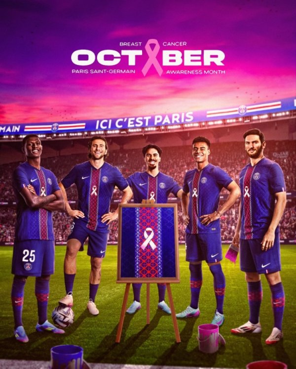 巴黎球员将身穿特制运动活动    服  宣传抗击乳腺癌，落场版运动活动    服  将拍卖捐款