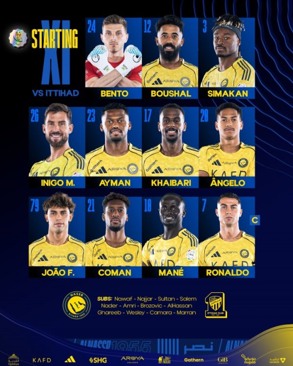 沙王冠-获胜  vs吉达联合：C罗、马内、科曼杆位，菲利克斯出战